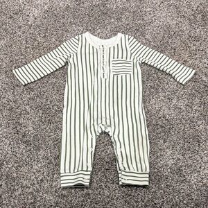 Pehr 6-12 Months Striped Green and White One Piece